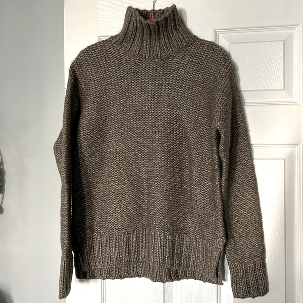 The Group Babaton High mock neck heavy knit dark grey rib trim sweater